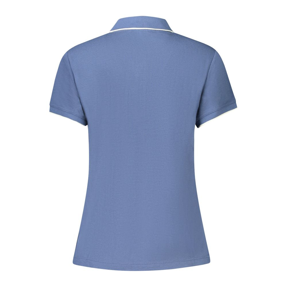 Back view of North Sails Blue Cotton Women Polo Shirt with contrasting details and short sleeves.