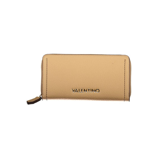 Mario Valentino Beige Polyethylene Women Wallet with logo and zip closure