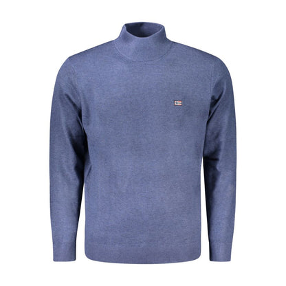 Norway 1963 Blue Polyester Sweater with high neck and embroidery design, featuring long sleeves and logo.