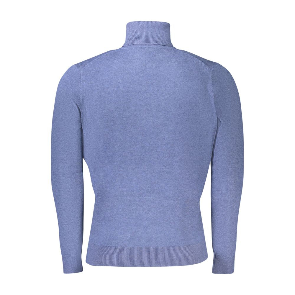 Norway 1963 Blue Wool Men Sweater with turtleneck, back view showcasing Nordic elegance and comfort.