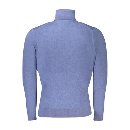 Norway 1963 Blue Wool Men Sweater with turtleneck, back view showcasing Nordic elegance and comfort.