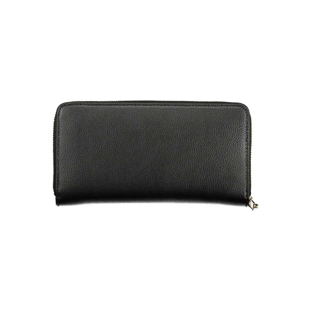 Tommy Hilfiger Black Polyethylene Women Wallet with zip closure and logo, ideal for cards and cash organization.