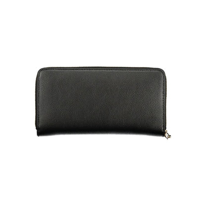 Tommy Hilfiger Black Polyethylene Women Wallet with zip closure and logo, ideal for cards and cash organization.