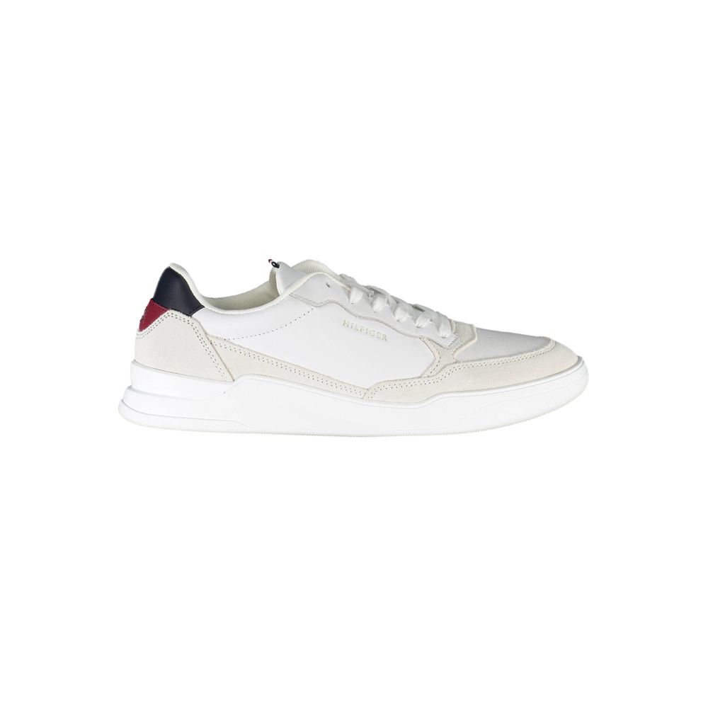 Tommy Hilfiger White Polyester Men Sneaker with recycled materials and urban style.