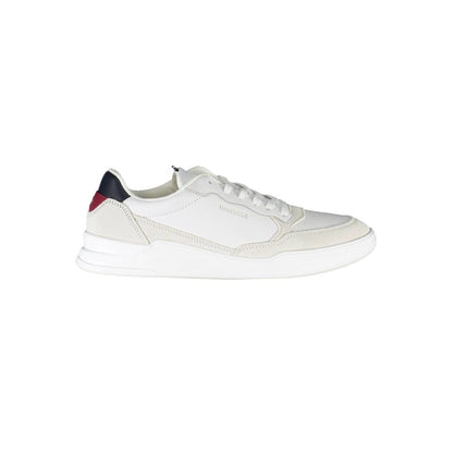 Tommy Hilfiger White Polyester Men Sneaker with recycled materials and urban style.