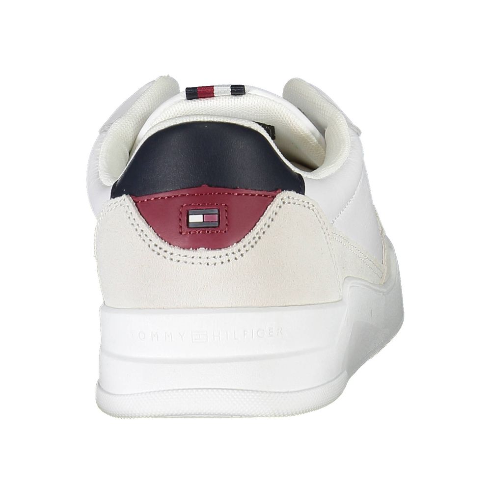 Back view of Tommy Hilfiger White Polyester Men Sneaker with contrasting details.