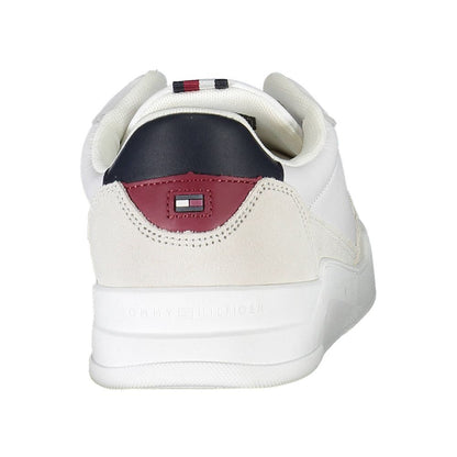 Back view of Tommy Hilfiger White Polyester Men Sneaker with contrasting details.