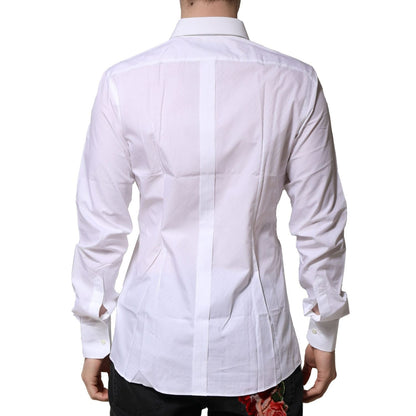 Dolce & Gabbana White Cotton Long Sleeves GOLD Formal Shirt