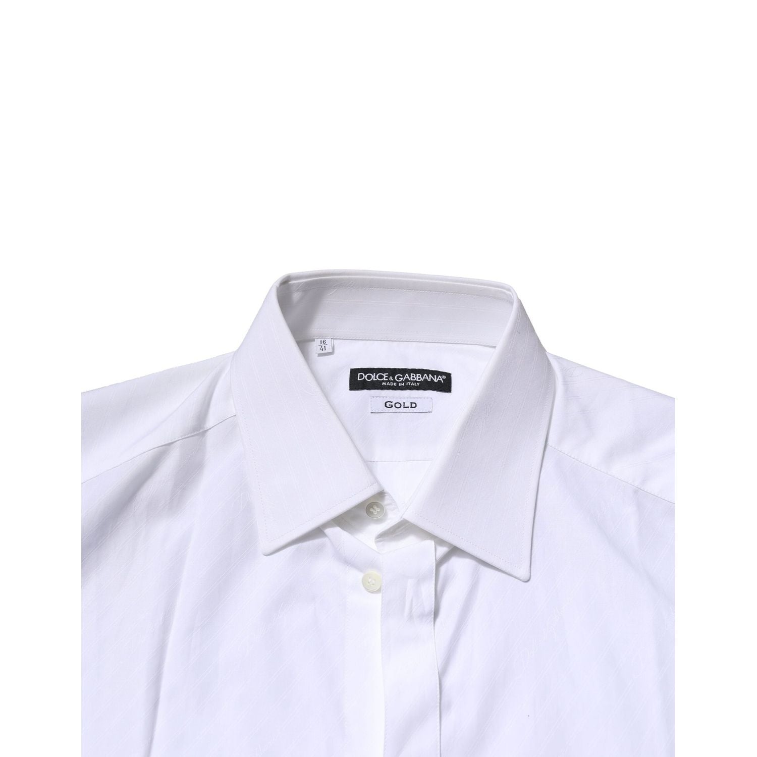Dolce & Gabbana White Cotton Long Sleeves GOLD Formal Shirt