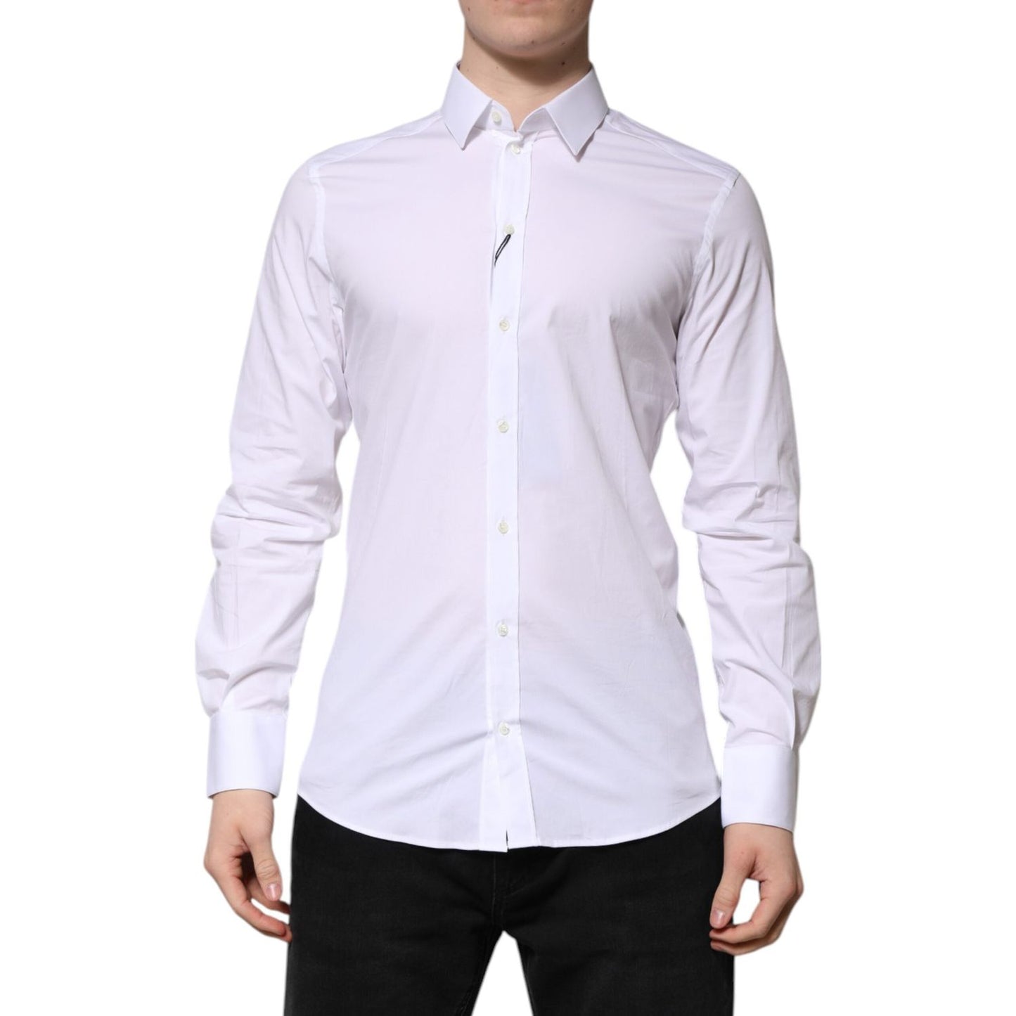 Dolce & Gabbana White Cotton GOLD Long Sleeves Formal Shirt