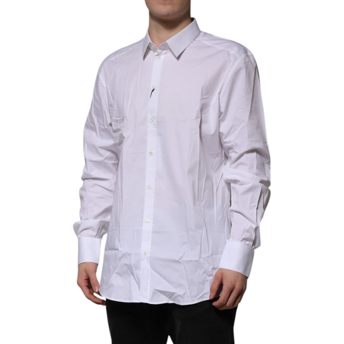 Dolce & Gabbana White Cotton GOLD Long Sleeves Formal Shirt