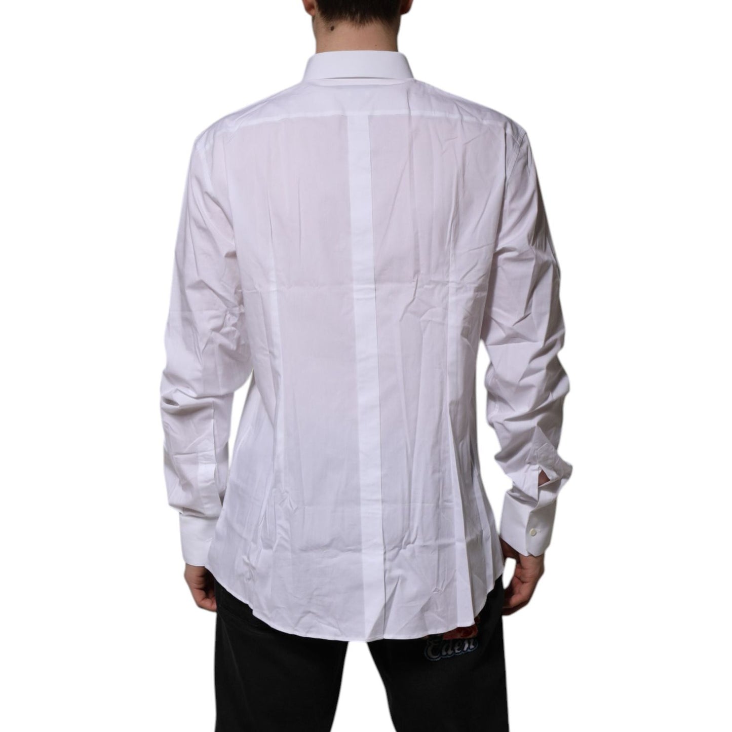 Dolce & Gabbana White Cotton GOLD Long Sleeves Formal Shirt