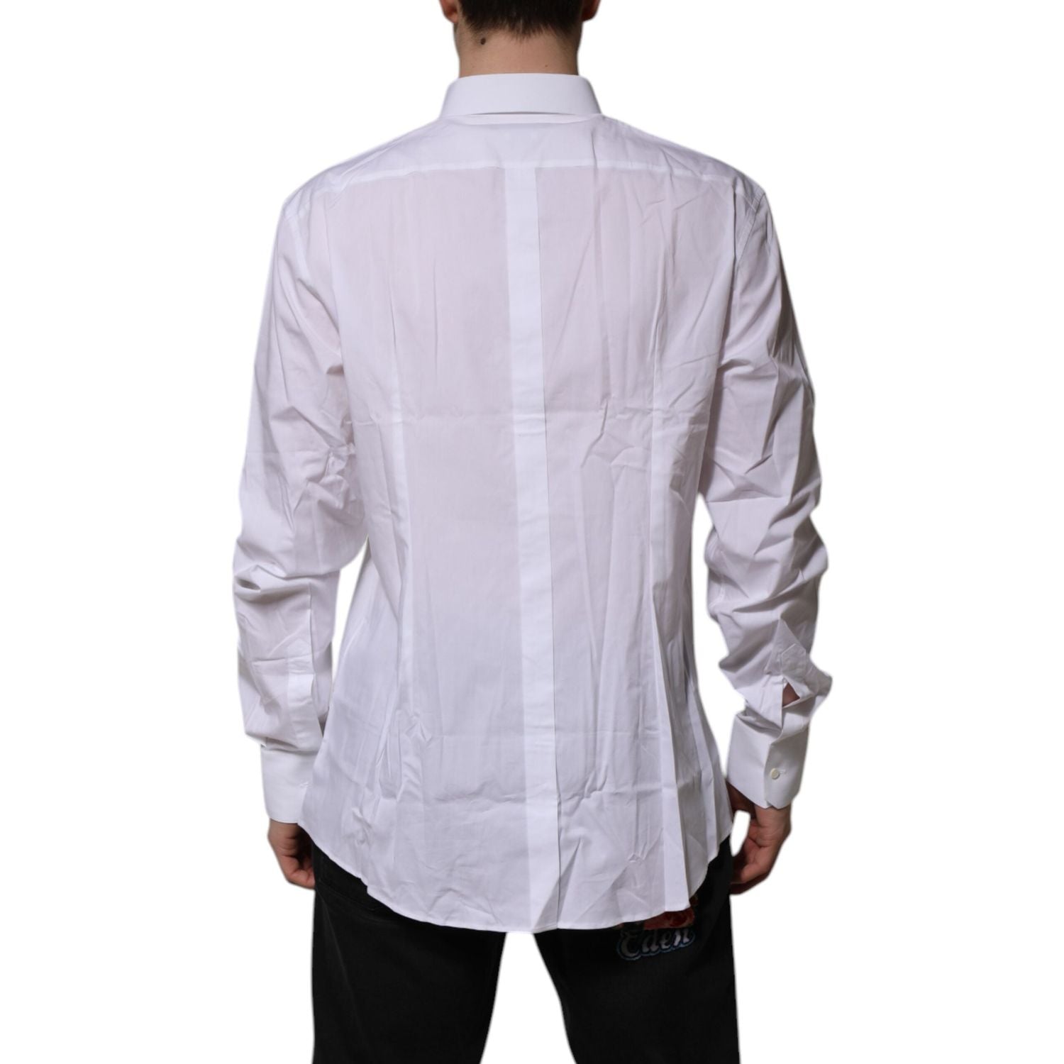 Dolce & Gabbana White Cotton GOLD Long Sleeves Formal Shirt