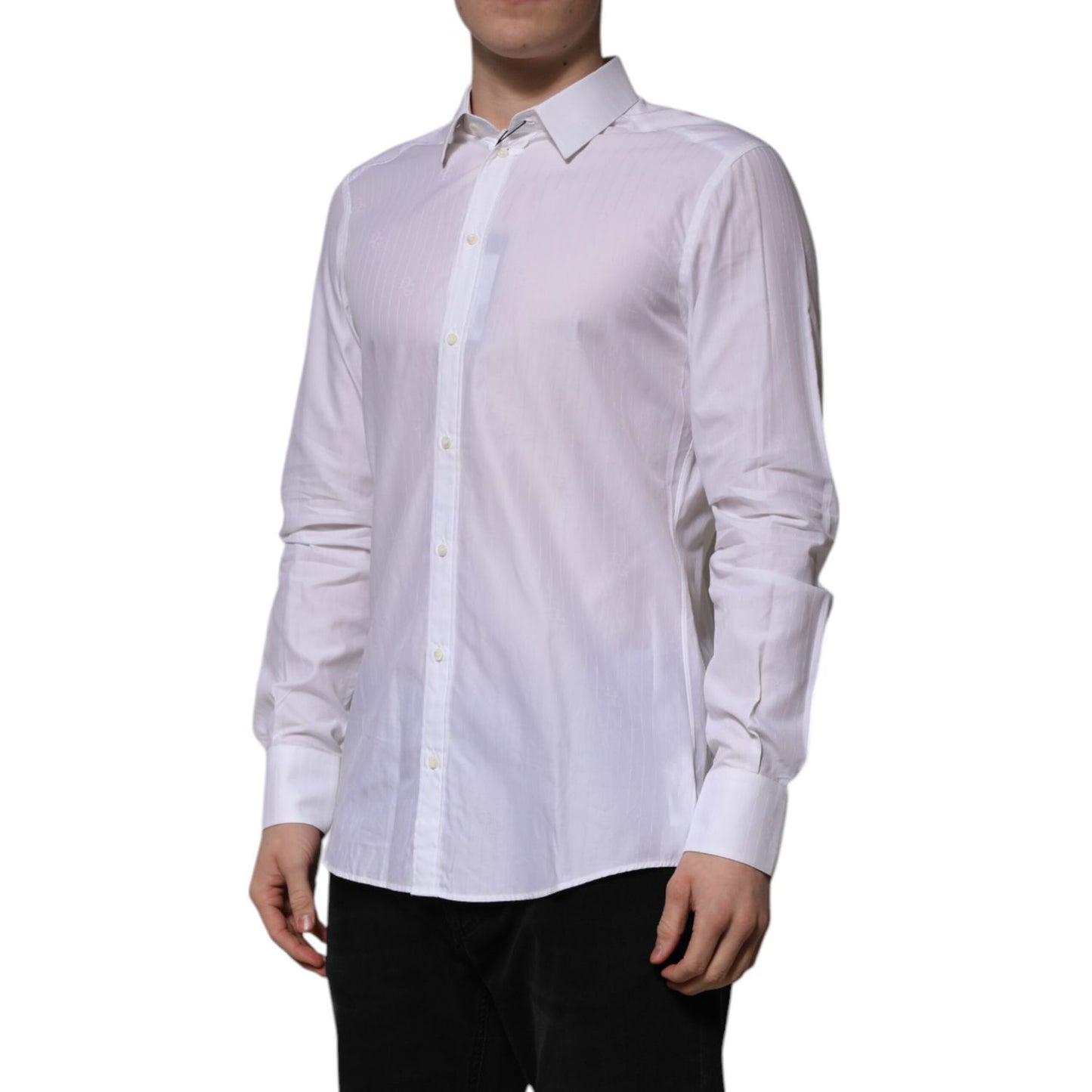 Dolce & Gabbana White Cotton MARTINI Long Sleeve Formal Shirt