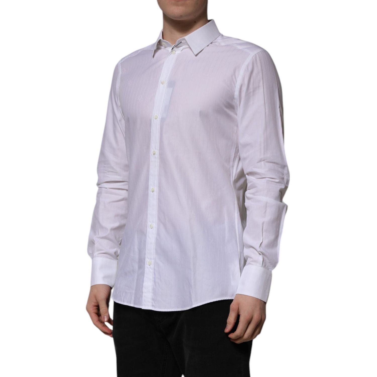 Dolce & Gabbana White Cotton MARTINI Long Sleeve Formal Shirt