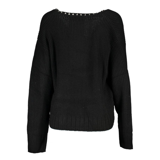 Patrizia Pepe Elegant Long Sleeved V-Neck Sweater with Chic Details PA-26477-XS