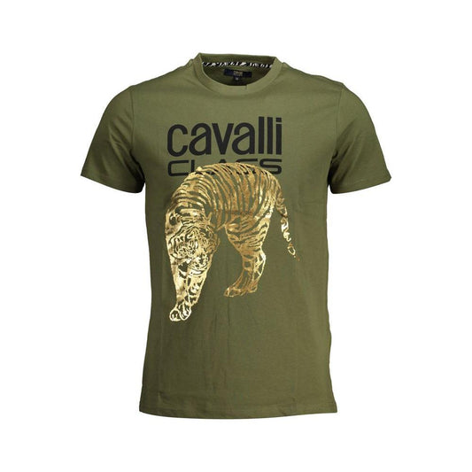 Cavalli Class Green Cotton Men T-Shirt