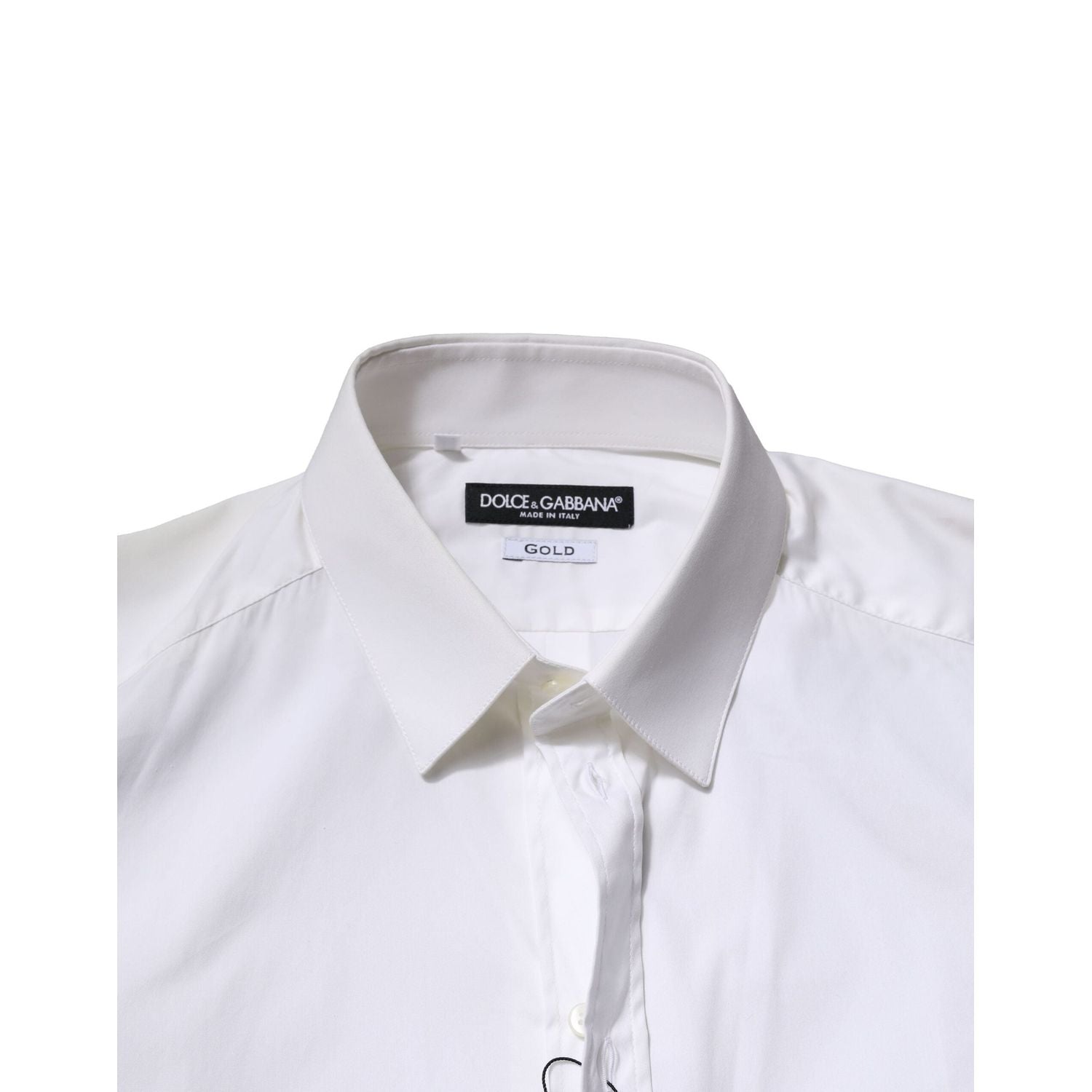 Dolce & Gabbana White Cotton Long Sleeves GOLD Formal Shirt