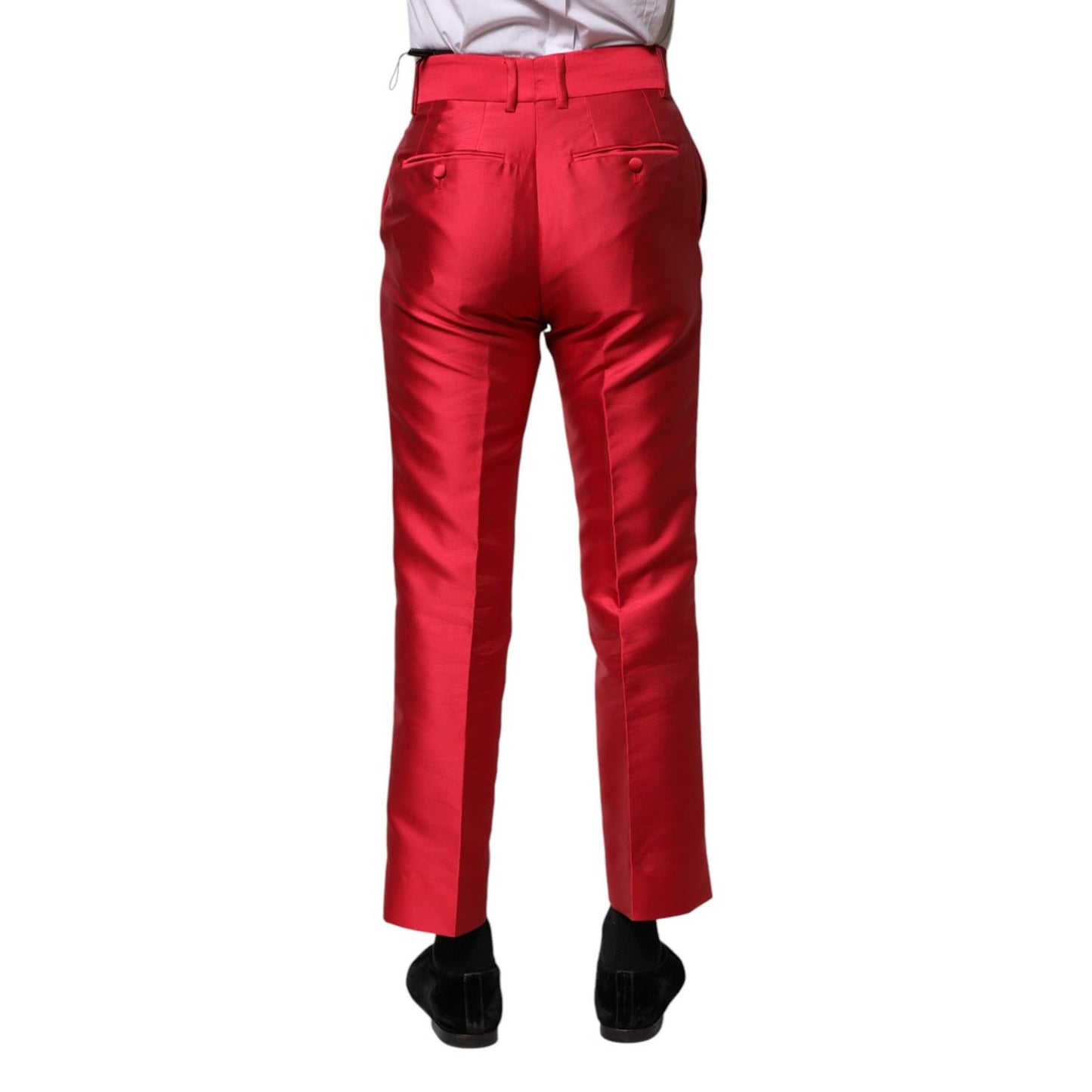 Dolce & Gabbana Red Polyester Cropped Dress Pants
