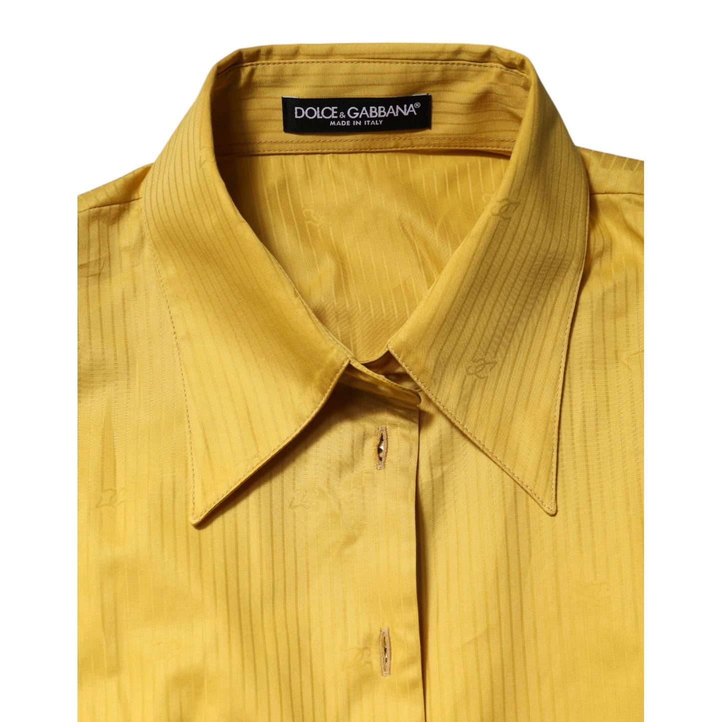 Dolce & Gabbana Mustard Collared Short Sleeves Blouse Top