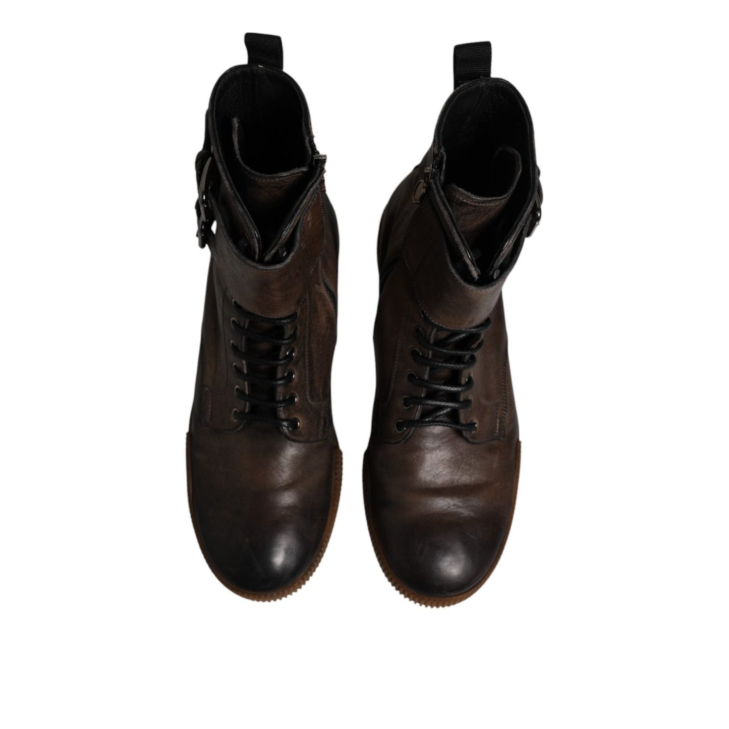 Dolce & Gabbana Brown Horse Leather Mid Calf Boots Shoes MV7413-44