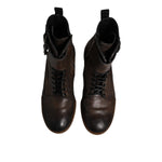 Dolce & Gabbana Brown Horse Leather Mid Calf Boots Shoes MV7413-44
