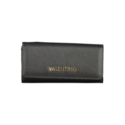 Mario Valentino Black Polyethylene Wallet with logo, 3 compartments, coin purse, card slots, zip and automatic closure.