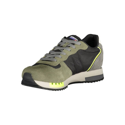 Blauer Green Polyester Sneaker, sports shoe with laces and contrasting details for stylish comfort and performance.