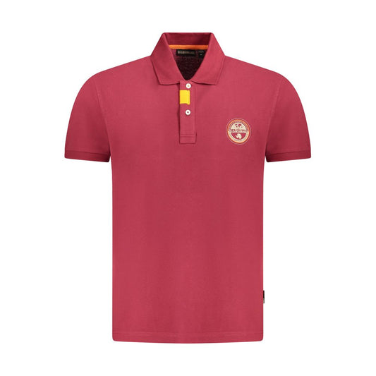 Napapijri Red Cotton Men Polo Shirt NA-35678-S