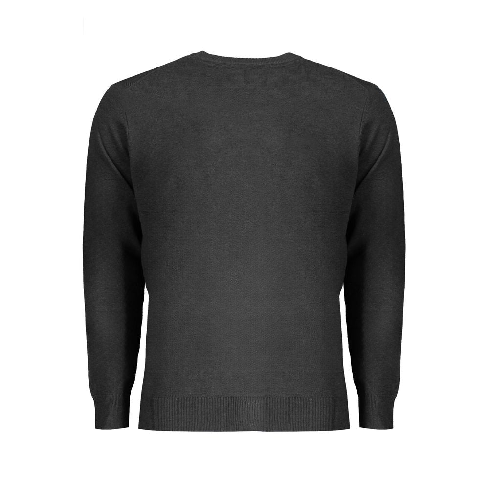 Back view of Norway 1963 Black Wool Men Sweater with sleek design and crew neck.