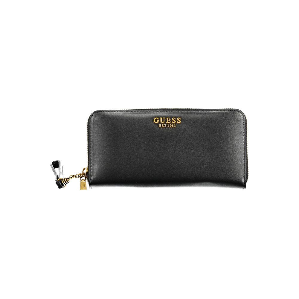 Guess Jeans Black Polyethylene Women Wallet with zip closure and stylish design