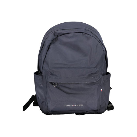 Tommy Hilfiger Blue Polyester Backpack with adjustable straps, external and internal pockets, and logo design.