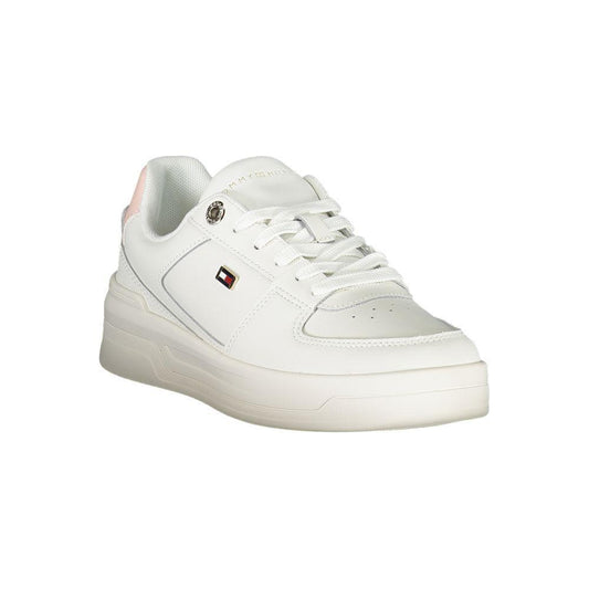 Tommy Hilfiger Elegant White Lace-Up Sneakers with Contrast Detail TO-28517-EU36/US6