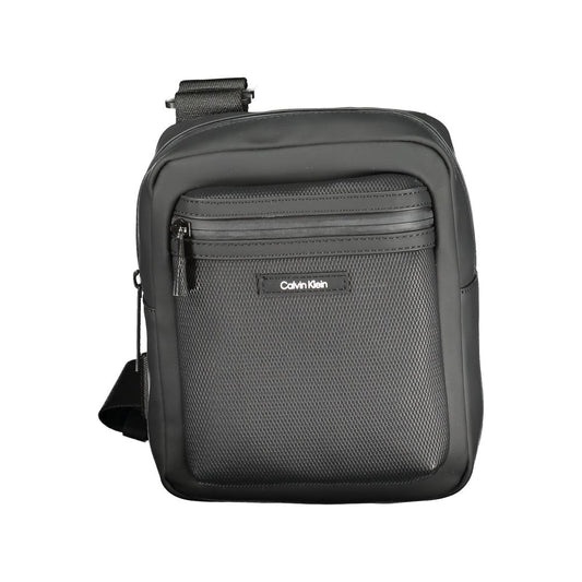 Calvin Klein Black Polyester Men Shoulder Bag with adjustable strap and zip closure.