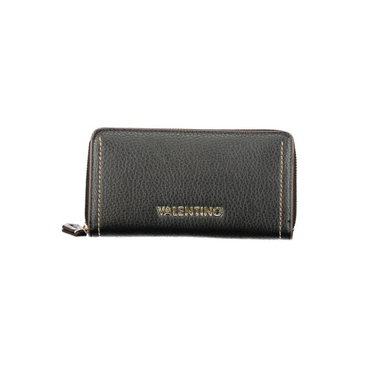 Mario Valentino Black Polyethylene Women Wallet with zip closure and stylish design.