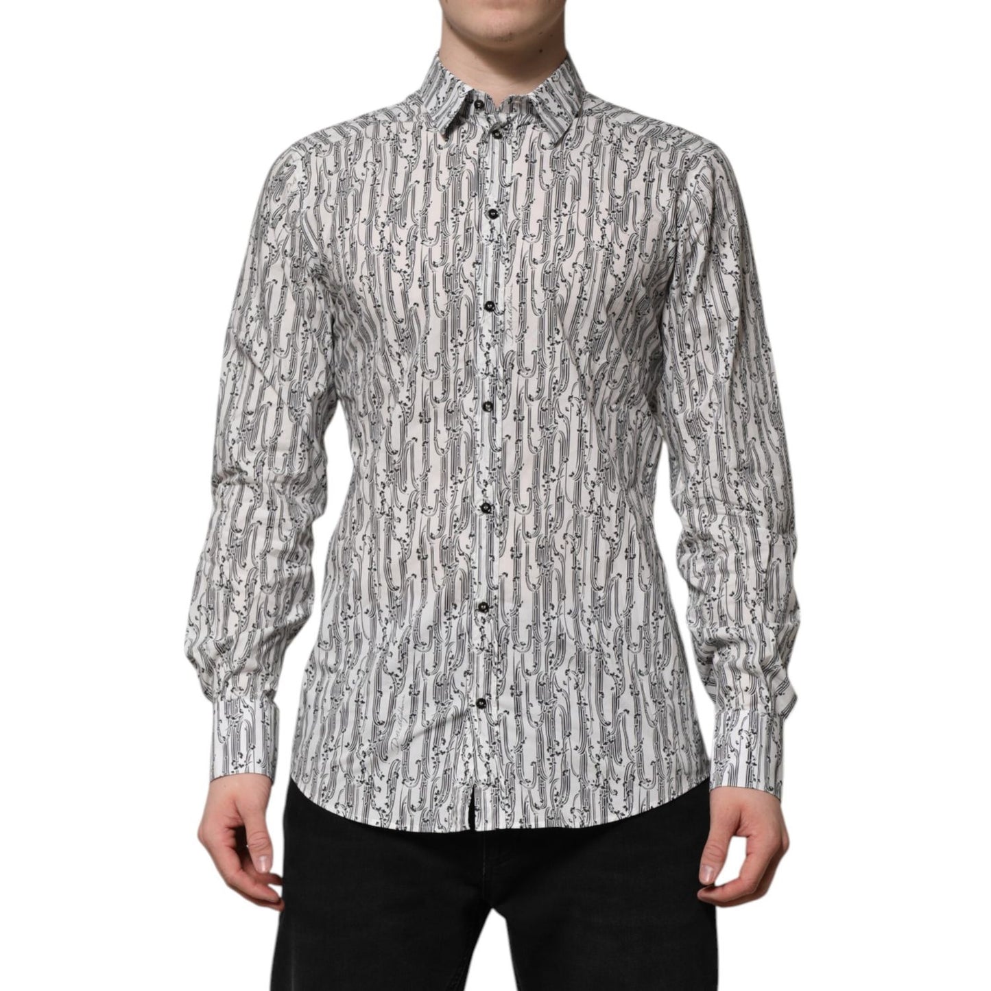 Dolce & Gabbana White Floral Print Casual Long Sleeves Shirt