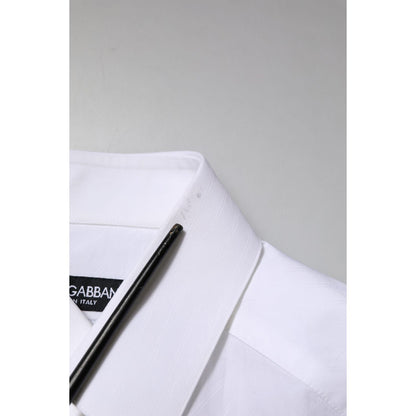 Dolce & Gabbana White Cotton MARTINI Long Sleeve Dress Shirt