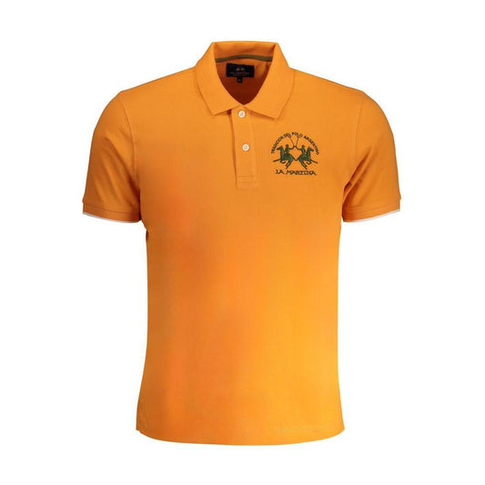 La Martina Orange Cotton Polo Shirt LA-30449-S