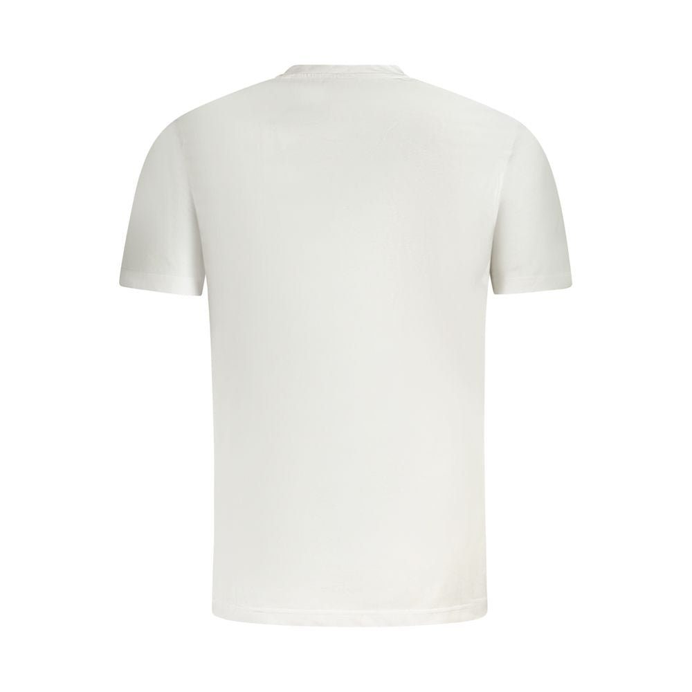 Back view of Fila White Cotton Men T-Shirt showcasing organic cotton and crew neck design.