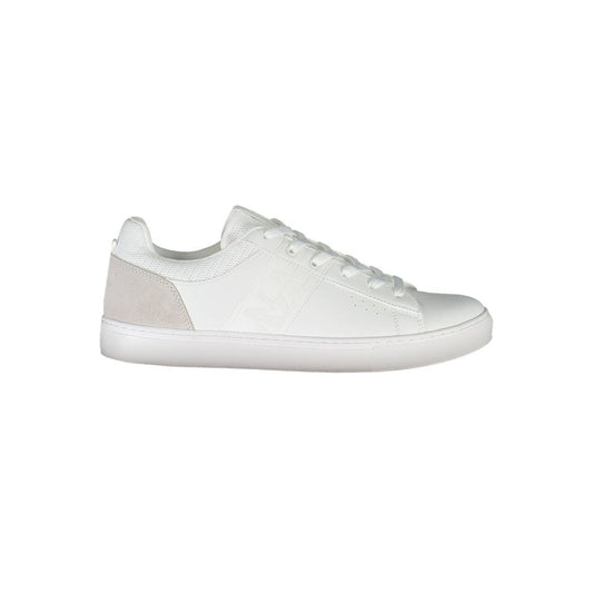 Napapijri White Leather Men Sneaker with iconic logo and lace-up design, offering style and comfort for the modern man.