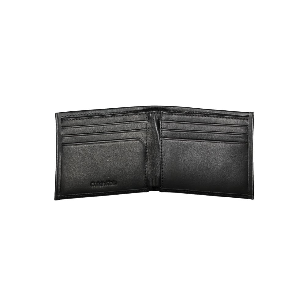 Calvin Klein Black Polyester Men Wallet with RFID-blocking, dual card compartments, and sleek design for modern men.