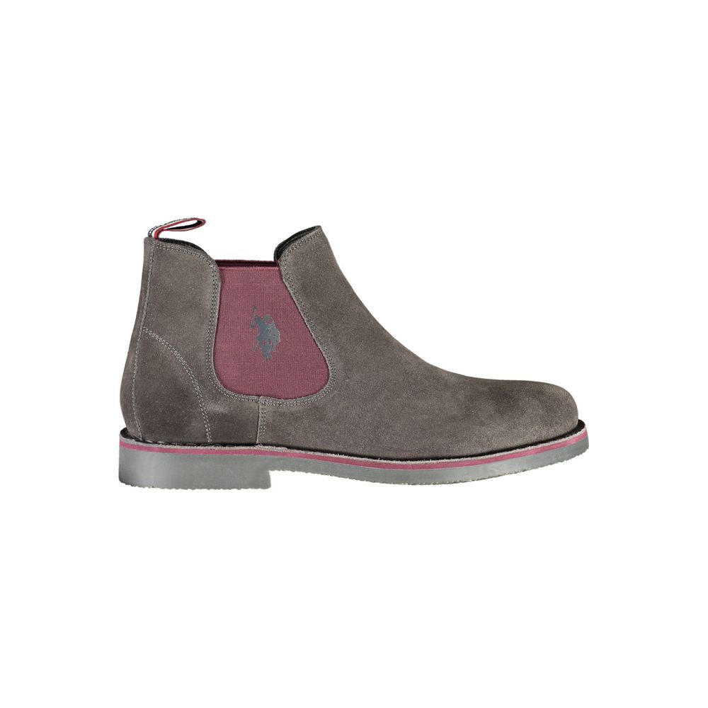 U.S. POLO ASSN. Gray Leather Mens Ankle Boot