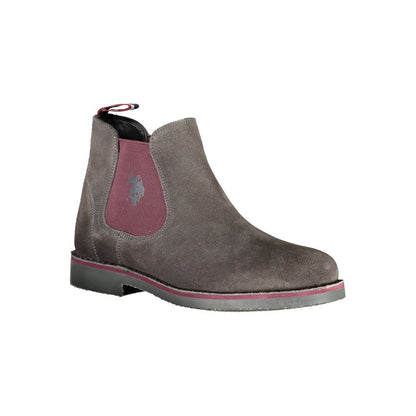 U.S. POLO ASSN. Gray Leather Mens Ankle Boot
