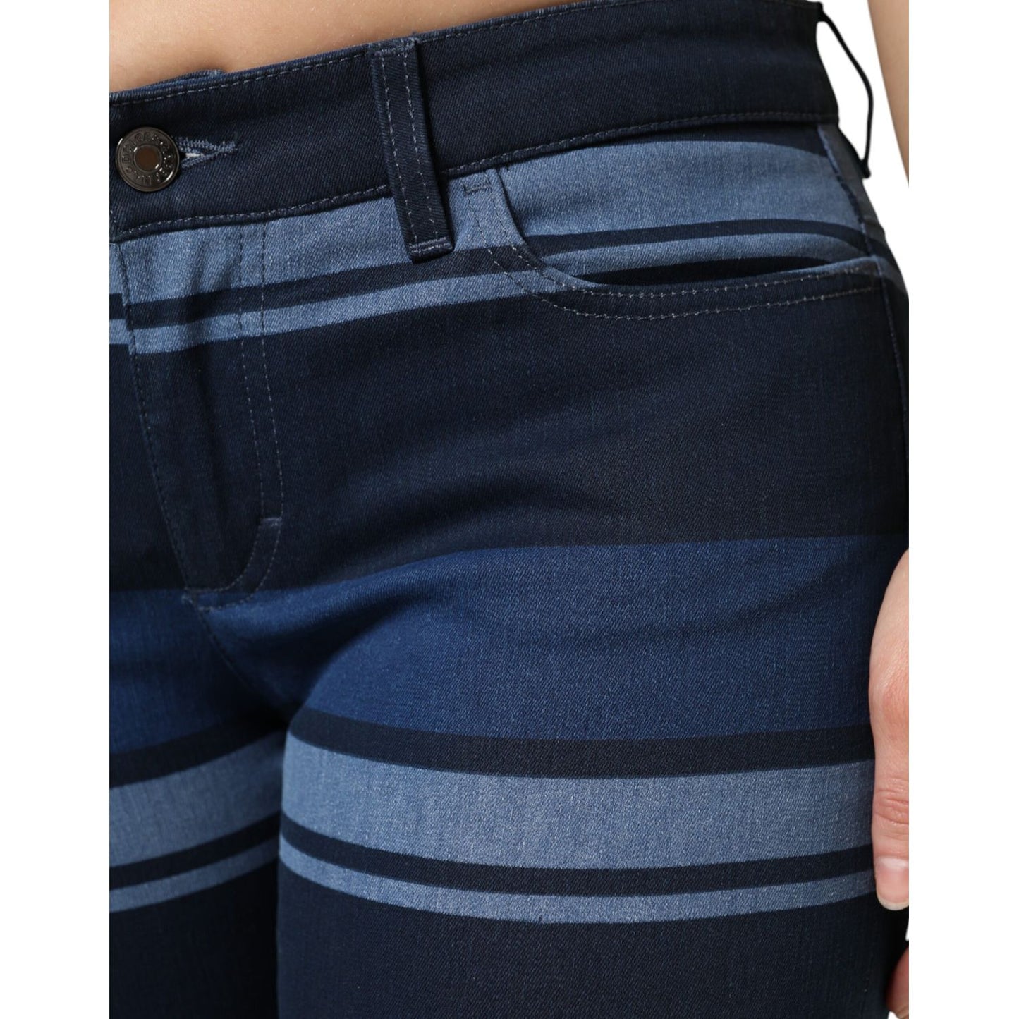 Dolce & Gabbana Blue Striped Cotton Stretch Denim Jeans