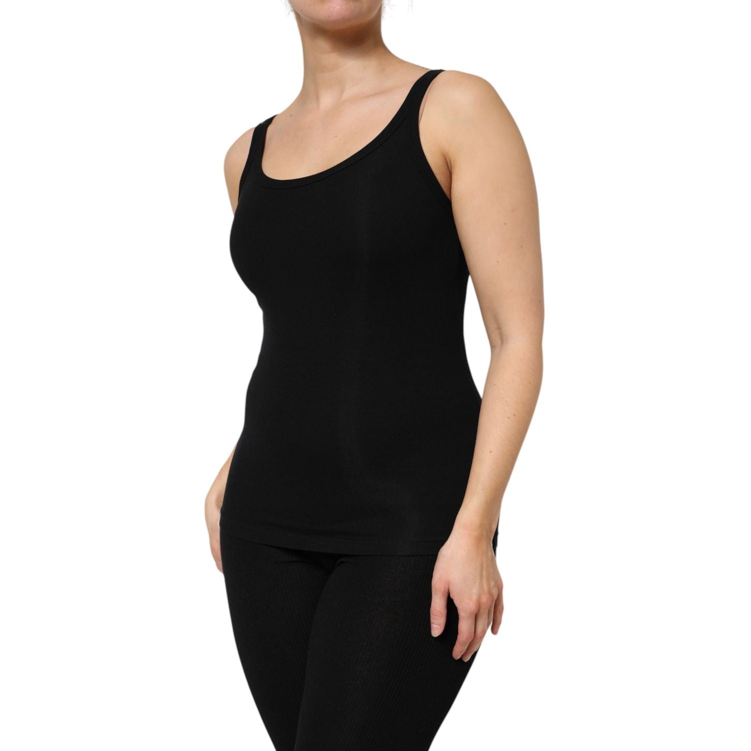 Dolce & Gabbana Black Cotton Stretch Sleeveless Women Tank Top