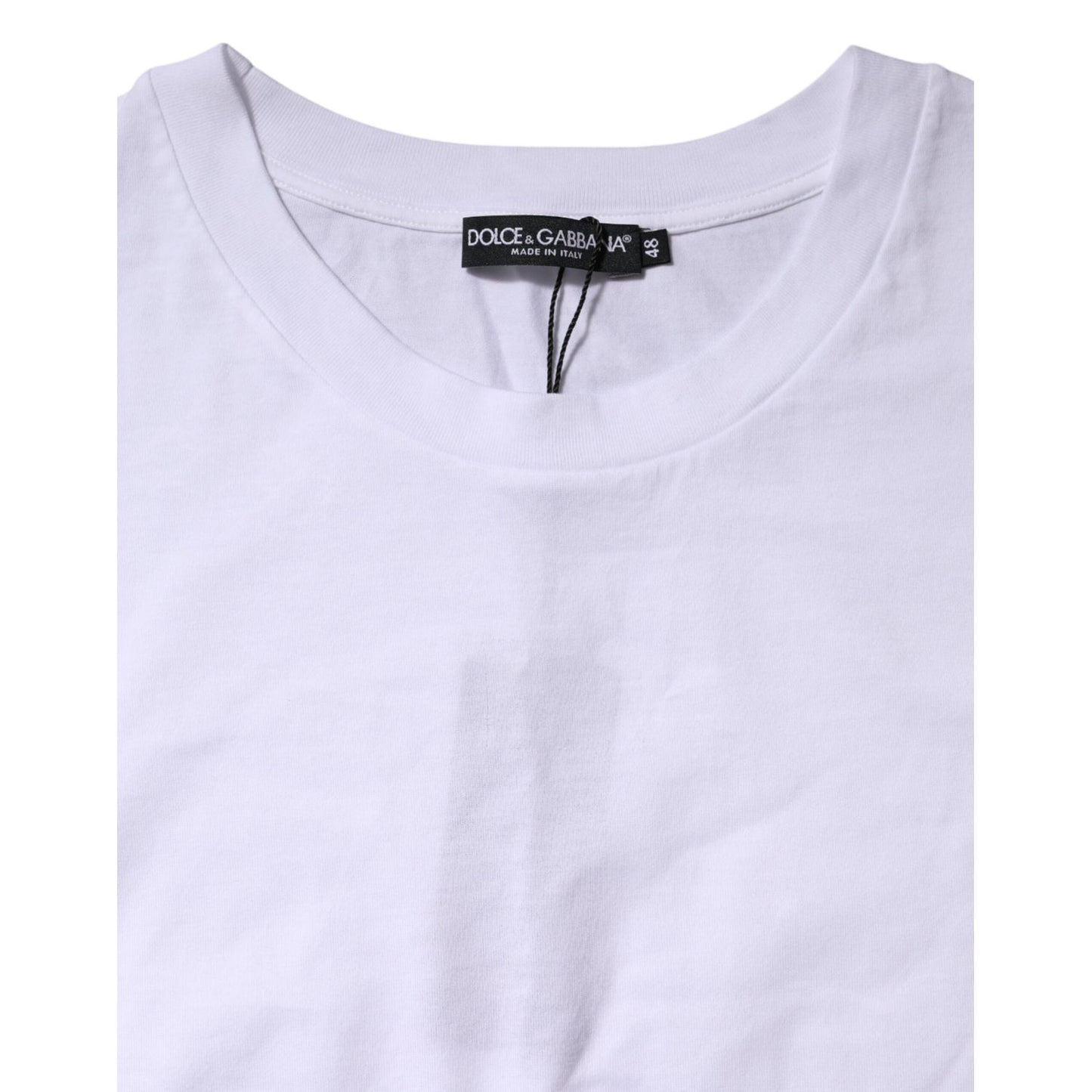 Dolce & Gabbana White Cotton Short Sleeve Round Neck T-shirt