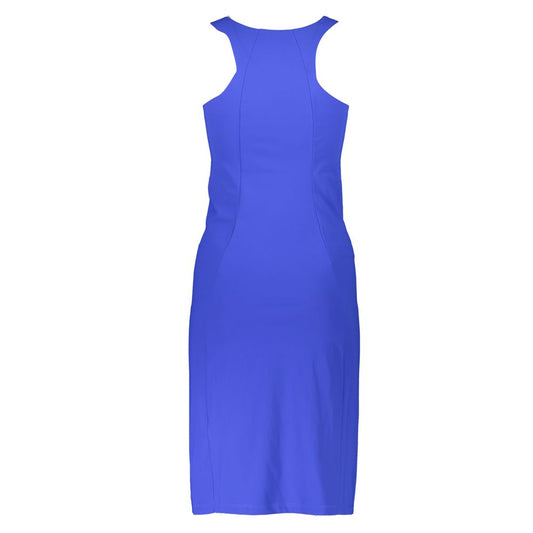 Patrizia Pepe Elegant Blue Crew Neck Dress with Logo Detail PA-28354-S