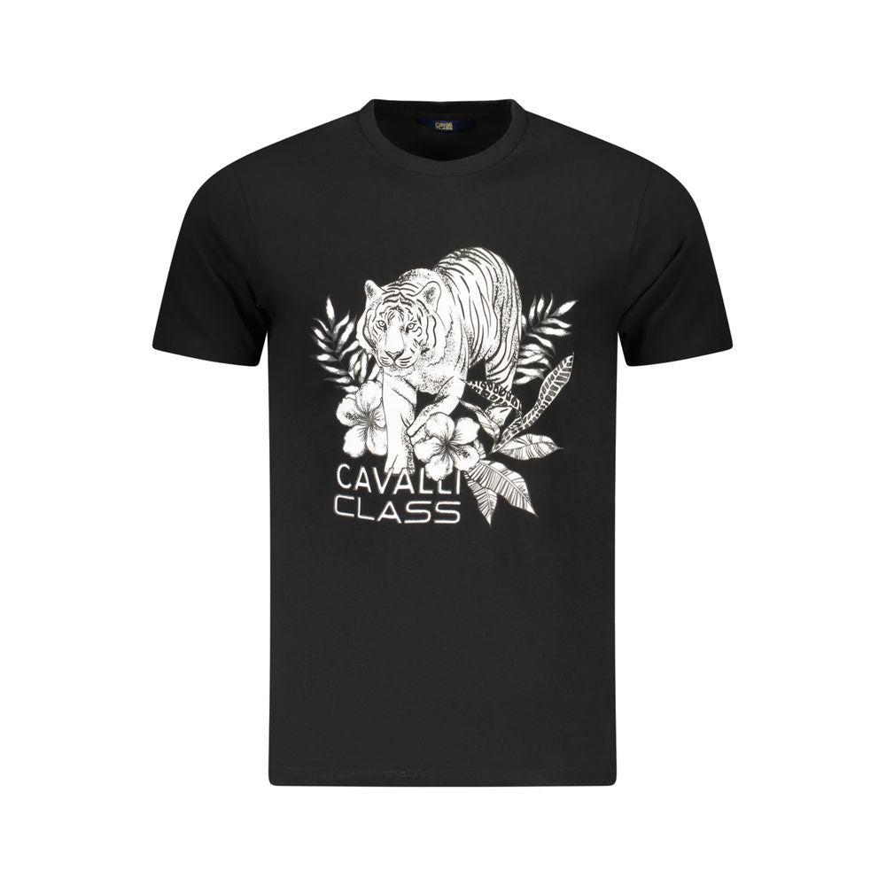 Cavalli Class Black Cotton Men T-Shirt
