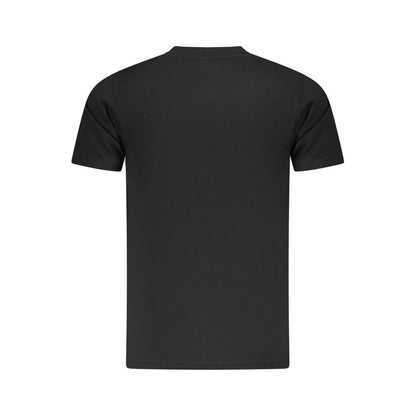 Back view of Cavalli Class Black Cotton Men T-Shirt showcasing sleek design and high-end sophistication in premium cotton.
