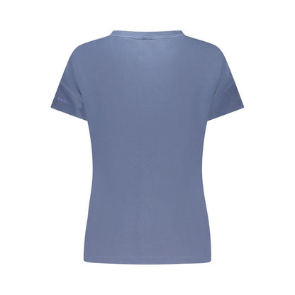 Back view of North Sails Blue Cotton Women T-Shirt with short sleeves and wide neck, perfect for modern trendsetters.